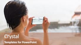  Presentation with hot spring - Audience pleasing slide set consisting of steam cell - rear view of asian mature backdrop and a coral colored foreground