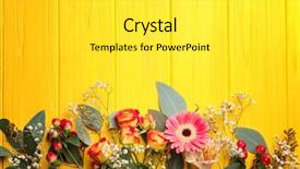  Presentation with roses - PPT layouts featuring gerbera and roses on yellow background and a white colored foreground