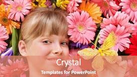  Presentation with flower - Presentation theme enhanced with gerbera daisies butterfly - little cute girl lying background and a  colored foreground