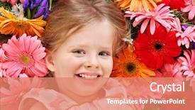  Presentation with gerbera daisies - Colorful presentation theme enhanced with gerbera daisies butterfly - little cute girl lying backdrop and a coral colored foreground
