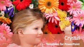  Presentation with flower - Presentation theme enhanced with gerbera daisies butterfly - little cute girl lying background and a  colored foreground