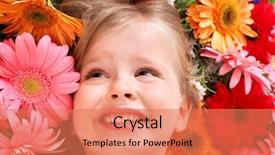  Presentation with flower - Audience pleasing presentation theme consisting of gerbera daisies butterfly - little cute girl lying backdrop and a  colored foreground