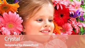  Presentation with cute flower heart - Audience pleasing theme consisting of gerbera daisies butterfly - little cute girl lying backdrop and a  colored foreground