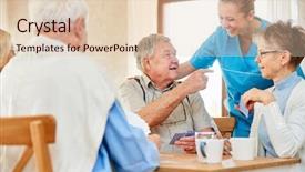  Presentation with active seniors senior e - Cool new PPT theme with geriatric - nursing lady has fun backdrop and a lemonade colored foreground