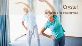  Presentation with geriatric - Amazing presentation design having geriatric - seniors doing stretching backdrop and a lemonade colored foreground