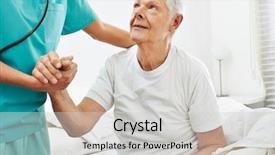  Presentation with geriatric - Presentation design consisting of geriatric caregiver helping old man background and a light gray colored foreground