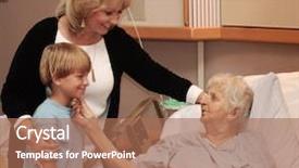  Presentation with hospice - Theme enhanced with family visiting grandmother in hospice background and a coral colored foreground