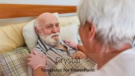  Presentation with hospice - PPT theme enhanced with geriatric-nurse-comforts-old-man background and a coral colored foreground