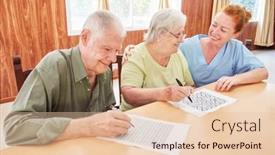  Presentation with dementia - Presentation design with geriatric-nurse-helps-seniors background and a lemonade colored foreground