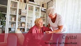  Presentation with geriatric - Presentation design having geriatric-nurse-helps-woman background and a red colored foreground