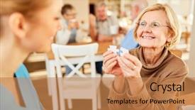  Presentation with dementia - Slide set consisting of geriatric nurse in dementia therapy background and a coral colored foreground