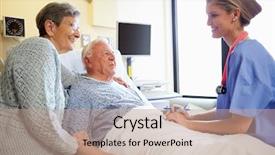  Presentation with geriatric - Presentation theme with geriatric patient - nurse talking to senior couple background and a  colored foreground