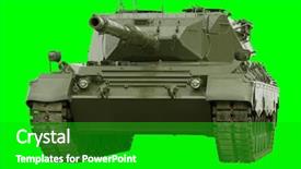  Presentation with battle - Presentation theme featuring german-built leopard main battle background and a shamrock green colored foreground