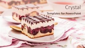  Presentation with tea cake - PPT layouts having german-cake-donauwelle-danube-waves background and a lemonade colored foreground