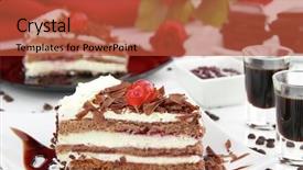  Presentation with liqueur - Slide deck having german cake with cherry liqueur background and a red colored foreground