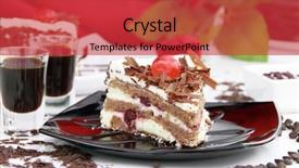  Presentation with liqueur - Cool new slides with german cake with cherry liqueur backdrop and a red colored foreground