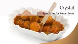  Presentation with curry powder - Colorful theme enhanced with german curry-wurst sliced sausage backdrop and a  colored foreground