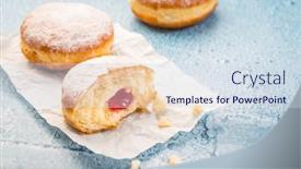  Presentation with donuts - PPT layouts enhanced with german-donuts-berliner-filled background and a sky blue colored foreground