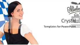  Presentation with pretty girl - PPT theme with german flag - pretty oktoberfest girl smiling background and a  colored foreground