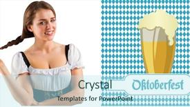  Presentation with pretty girl - Amazing slide deck having german flag - pretty oktoberfest girl smiling backdrop and a  colored foreground