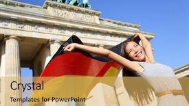  Presentation with german - Theme enhanced with german flag - woman happy background and a yellow colored foreground