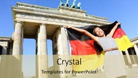  Presentation with german - Audience pleasing PPT theme consisting of german flag - woman happy backdrop and a blonde colored foreground
