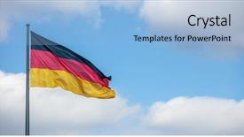  Presentation with banner blue - Amazing PPT layouts having german flag waving on flagpole backdrop and a light blue colored foreground