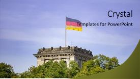  Presentation with german - Amazing PPT layouts having german flag waving on silver backdrop and a light blue colored foreground