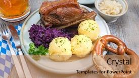  Presentation with roast sirloin beef - Cool new PPT theme with german food - appetizing bavarian roast pork dish backdrop and a  colored foreground