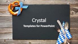  Presentation with oktoberfest - Beautiful PPT theme featuring german food - bavarian pretzel with ribbon backdrop and a dark gray colored foreground
