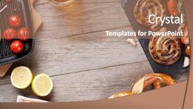  Presentation with shrimps - Slide set featuring german food - beer mug grilled shrimps sausages background and a coral colored foreground