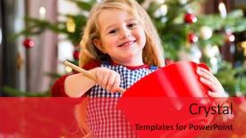  Presentation with christmas baking - Presentation design featuring german food - child baking x-mas cookies background and a  colored foreground