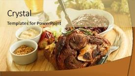  Presentation with cabbage - Audience pleasing theme consisting of german food - eisbein with braised cabbage mashed backdrop and a blonde colored foreground