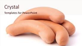  Presentation with scroll paper isolated on white - Slide set with german food - frankfurter sausage isolated on white background and a lemonade colored foreground