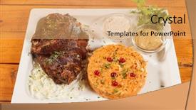  Presentation with cabbage - PPT layouts consisting of german food - roast pork knuckle with cabbage background and a coral colored foreground