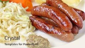  Presentation with crisp carrot - Presentation theme enhanced with german food - sausage sauerkraut potato and carrot background and a lemonade colored foreground