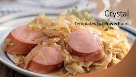  Presentation with microbial plate - Colorful presentation theme enhanced with german food - sausage with braised sauerkraut backdrop and a  colored foreground