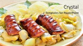  Presentation with cabbage cultivation - Slide deck consisting of german food - sausage with white cabbage background and a blonde colored foreground