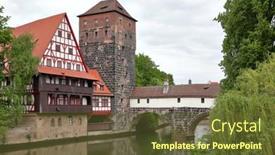  Presentation with tower - Presentation theme consisting of german-landscape-with-maxbrucke-bridge background and a tawny brown colored foreground