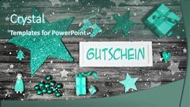  Presentation with coupon - Amazing PPT theme having german language with mint backdrop and a ocean colored foreground