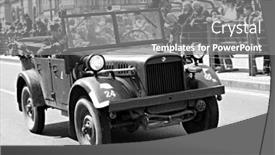  Presentation with anniversary - Amazing presentation theme having german-military-vehicle-in-pilsen backdrop and a gray colored foreground