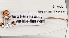  Presentation with slogan - Slide deck having german slogan on a wooden background and a white colored foreground