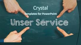  Presentation with slogan - PPT theme with german slogan unser service background and a ocean colored foreground