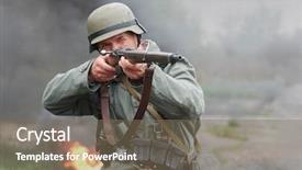  Presentation with german - PPT layouts enhanced with german soldier ww2 reenactment background and a violet colored foreground