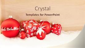  Presentation with merry christmas - Cool new presentation theme with german text frohe weihnachten merry christmas on bauble in red with decoration in front of wood backdrop and a lemonade colored foreground
