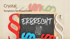  Presentation with inheritance - Slides enhanced with german word erbrecht inheritance law as concept on blackboard with many colorful paragraphs background and a coral colored foreground