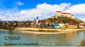  Presentation with bavaria - PPT theme having germany bavaria -beautiful medieval town background and a yellow colored foreground