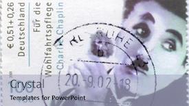  Presentation with actor - Slides having germany-circa-2001-stamp-printed background and a light blue colored foreground