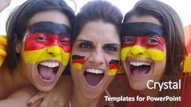  Presentation with soccer fans - Slide set consisting of germany flag - group of happy german soccer background and a tawny brown colored foreground