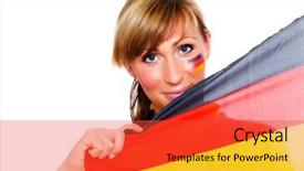  Presentation with world flag - Beautiful PPT theme featuring germany flag - world championship blonde cute smiling backdrop and a  colored foreground